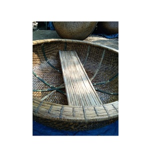 Barco Coracle de bambú redondo tradicional de Vietnam con asientos y remo para viaje, río, decoración del hogar, sandy99gdgmailcom - Product Image 5