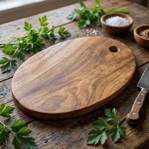 Planche à découper ronde en bois d'acacia, grande taille, pour viande, légumes, fromage, usage en cuisine - Product Image 5