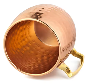 <b>Copper</b> <b>Sheet</b> Mule Mug Handmade Hammered Barware Long-Lasting Metal Material Rose Gold Plating Finishing With Handle for Serving - Product Image 4