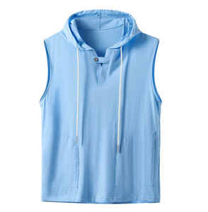 Chaleco Deportivo sin Mangas para Hombre, con Capucha, Personalizable con Bordado, Color Sólido, OEM - Product Image 1