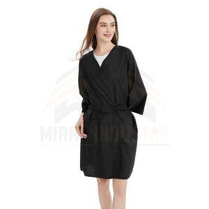 Capa de Peluquería para Mujer, Negra, Cuello en V, con Cinturón, Ajuste Holgado, Cómoda, Impermeable, Manga Corta - Product Image 5