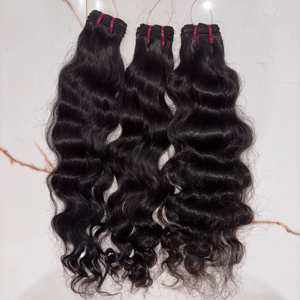 ผมมนุษย์อินเดียแบบธรรมชาติ ลอนคลื่น ไม่ผ่านกระบวนการ  แบบเป็นมัด  ต่อผมแบบเรมี่  ขายส่ง - Product Image 1