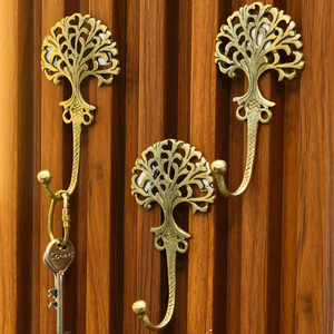 Gancho de Pared de Latón Antiguo con Diseño de Árbol de la Vida, Colgador de Llaves de Metal Vintage con Diseño de Ramas Ornamentales, Gancho Decorativo para Abrigos para Puertas de Madera - Product Image 2