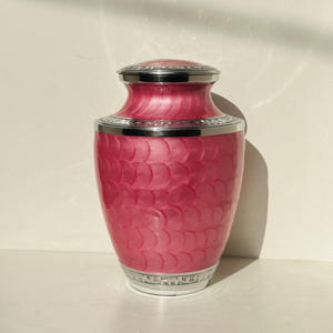 Urne funéraire en aluminium pour cendres humaines avec finition Meena blanc nacré, avec gravure personnalisée, urne funéraire pour cendres d'animaux de compagnie - Product Image 5