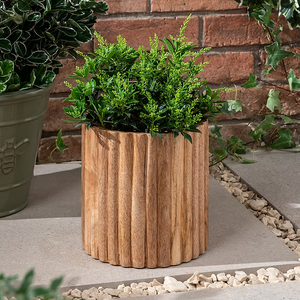 Wooden Planters Outdoor Rustic Garden Flower <b>Pots</b> Natural Wood Container for Green <b>Plants</b> and Flowers - Product Image 4