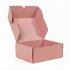 กล่องกระดาษลูกฟูกสีชมพูทรงสี่เหลี่ยมแบบประกอบเองได้ - Product Image 1
