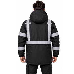 Chaqueta de Trabajo de Seguridad Reflectante de Cuero para Hombre, Nueva Llegada, Venta al Por Mayor, Ropa de Trabajo Personalizada de Alta Calidad, Cuello Invernal, Duradera y Protectora - Product Image 4