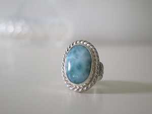 Anillo de Plata Larimar, Anillo de Plata de Ley 925, Plata de Ley 925 Sólida - Product Image 2