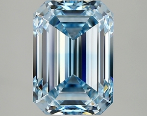 Diamant de laboratoire taille émeraude 3,05 carats, bleu intense fantaisie, VVS1, certifié IGI, diamant CVD en vrac pour la fabrication de bijoux - Product Image 1