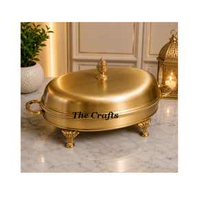 Floral Design Stainless Steel Serving Dish In Silver And Gold Color Dinnerware Serving Chafing Dish At <b>Cheapest</b> Prices - Product Image 3