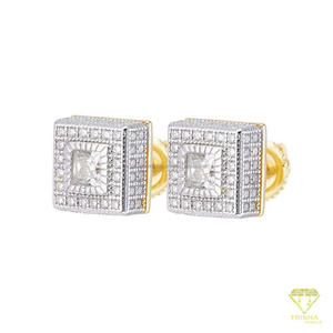 Boucles d'oreilles clous en moissanite carrée intemporelle, en argent sterling 925, bijoux élégants pour femme au quotidien - Product Image 4