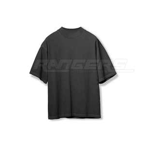 Drop Shoulder T Shirts <b>Mock</b> <b>Neck</b> Short Sleeve Mens Streetwear <b>Tops</b> Casual Style Blank Oversized Fashion Tees - Product Image 2