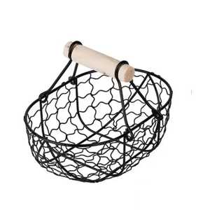 Elegant Black Metal <b>Wire</b> Petal Design Fruit Bowl Round Tabletop Vegetable <b>Basket</b> Kitchen Countertop Storage Organizer Tray - Product Image 2