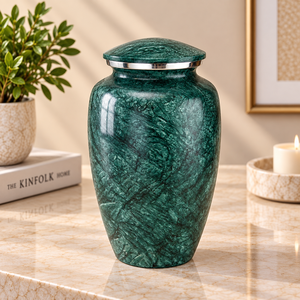 <b>Teal</b> Metal Memorial Urn with Turtle Inlay Artwork Dome Lid Keepsake Ashes Container for Funeral Remembrance Decor - Product Image 5