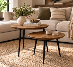 Modern Nordic Style Durable Solid Acacia Wood <b>Nested</b> Coffee <b>Table</b> Set <b>for</b> <b>Living</b> <b>Room</b> Furniture - Product Image 1