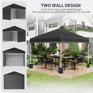 Gazebo Pieghevole 3x3m con 3 Pareti Laterali, Altezza Regolabile, per Giardino e Patio, con Sacchi di Peso per le Gambe, per Trasporto Cappotti da Donna - Product Image 4