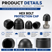 Cache-écrou hexagonal en plastique noir M4-M20, capuchon de protection pour vis et écrous, anti-poussière, pour extérieur, protection des fixations