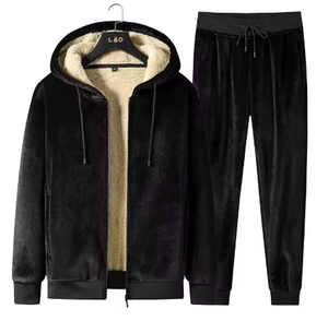 L&O Unisex Fleece Tracksuit Hooded Zip <b>Jacket</b> And Jogger Pants Solid Color Casual <b>Winter</b> Wear Full Length With Side Pockets - Product Image 5