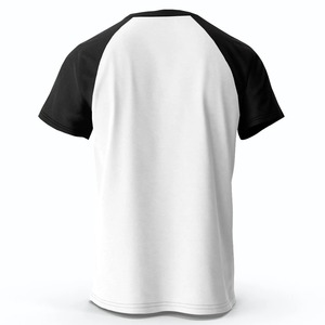 Camiseta de Jersey para Hombre, Cuello Redondo, Manga Corta, 100% Algodón, Color Blanco/Negro, Ribete en Contraste, Diseño Personalizado, Talla Grande, Transpirable - Product Image 2
