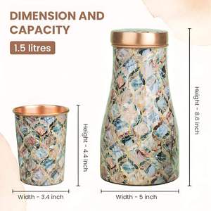 Botella de agua de cobre con diseño bohemio, juego de botellas de cobre con tapa, regalo VIP, artículos para beber ecológicos para el hogar - Product Image 3