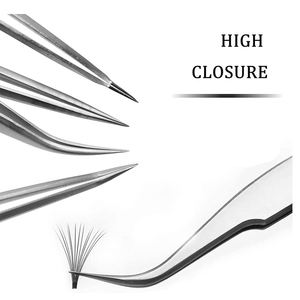 Pince à épiler à pointe incurvée pour extensions de cils, en acier inoxydable, finition soignée, pince à épiler professionnelle pour faux cils et étui - Product Image 5