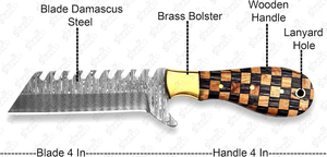 Couteau de boucher artisanal en acier Damas, couteau de chasse et de camping à lame fixe avec étui en cuir – Style cowboy personnalisé - Product Image 2