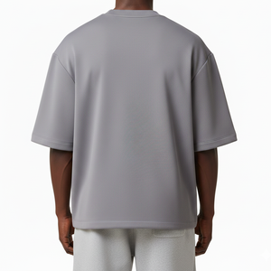 Camiseta Unisex Oversize Gris de Cuello Redondo y Manga Corta, 250GSM, 100% Algodón Transpirable, Ecológica, Estilo Vintage, Tallas Grandes - Product Image 6