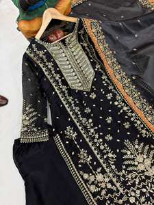 PRESENTANDO NUEVO CONJUNTO DE 2017 TOP GEORGETTE PESADO DE BUENA CALIDAD CON PRECIOSO PLAZZO GEORGETTE BORDADO Y PESADO - Product Image 2