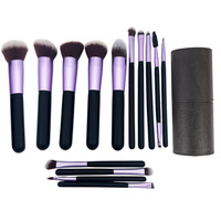 Kit de pinceaux de maquillage violet raisin 18 pièces avec 4 éponges de beauté, pinceaux cosmétiques professionnels pour le visage et les yeux, pour débutants et salons