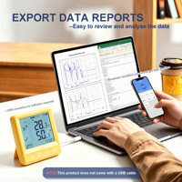 Tzone MTD801 Termohigrómetro Inteligente con Bluetooth, Pantalla LCD Grande de 4.2 Pulgadas, Registrador de Datos de Temperatura, Humedad y Calidad del Aire Ambiente