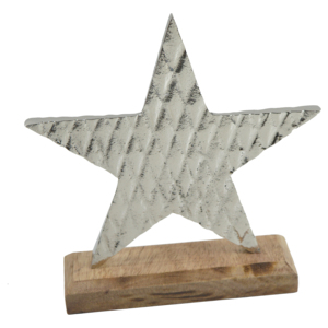 Base Decorativa de Madera para Mesa o Escritorio con Estatua de Estrella de Metal, Artículos de Decoración Navideña a Precio Razonable - Product Image 3