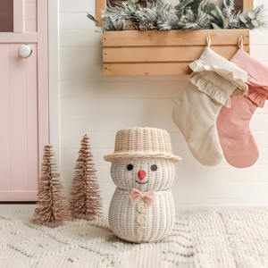 Grand Bonhomme de Neige en Rotin pour Décorations de Noël Extérieures, Meilleure Qualité, Fait Main, Naturel - Product Image 4