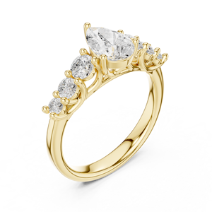 Anillo de Compromiso de Oro Amarillo con Tres Diamantes en Forma de Pera para Mujer, Elegante Joyería Nupcial para Boda - Product Image 4