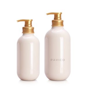Botella Redonda de Plástico PET de 500ml y 800ml con Bomba para Champú, Color Blanco, para Envasado de Productos para el Cuidado del Cabello, Fabricante de Vietnam, Venta al Por Mayor - Product Image 1