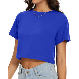 Camiseta corta de algodón para mujer, de buena calidad, último diseño, todos los colores, a la moda, informal, a precios razonables. - Product Image 2