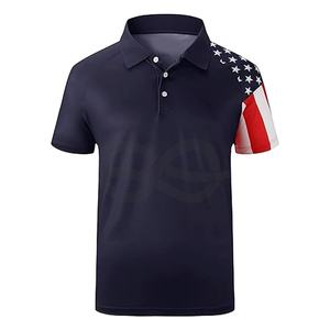 Polo de golf à drapeau pour hommes Chemise à col tactique à manches courtes pour hommes Vêtements de sport évacuant l'humidité en plein air, utilisation de la randonnée sportive - Product Image 1