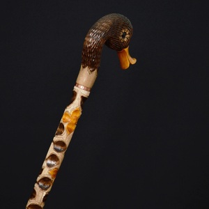 Canne de marche de luxe en bois sculpté à la main en forme de tête de canard, écologique, idéale comme cadeau de retraite - Product Image 2