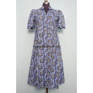 Robe midi d'été pour femme en coton à imprimé floral numérique, manches courtes, taille naturelle, style plage, haute qualité, vente en gros - Product Image 3