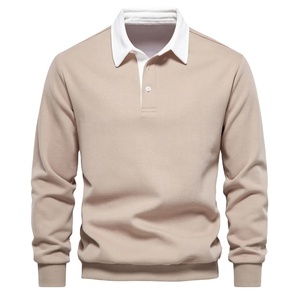 2025 nouveaux polos respirants pour hommes manches longues grande taille hommes polos contraste col rabattu polos pour hommes - Product Image 3