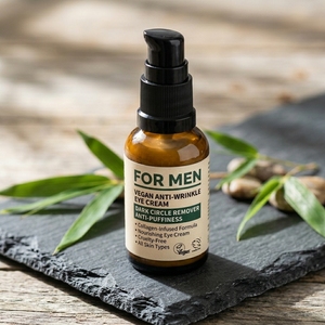 Crema de Ojos Vegana para Hombre, Antiarrugas, Elimina las Ojeras, Antiinflamatoria, Hidratante con Colágeno, Nutritiva, Gel Cruelty-Free para Todo Tipo de Piel - Product Image 2