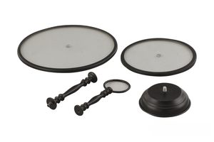 2 Tier Glass & Metal Cake Stand Export Quality Round <b>Cookie</b> & Cupcake Display Smoke Glass Black Matte Made in India - Product Image 6