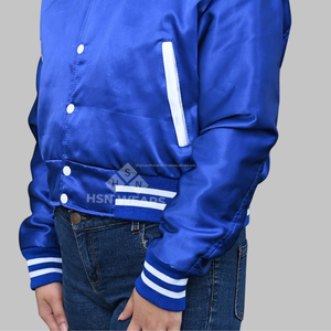 Chaquetas de satén de béisbol al por mayor personalizadas unisex para hombres y mujeres con cuello levantado y diseño a prueba de viento para la temporada de invierno MOQ bajo - Product Image 3