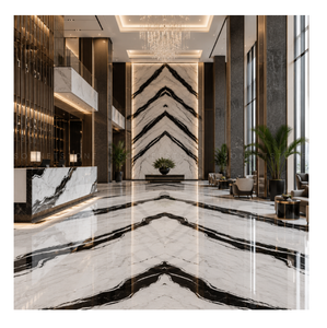 Losa de mármol blanco Panda de lujo con vetas negras pronunciadas para paredes interiores de alta gama, pisos y elegantes superficies de encimera. - Product Image 1