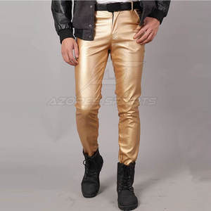 Pantalon en cuir véritable pour homme, coupe slim, taille mi-haute, léger, respirant, écologique, décontracté, tendance streetwear, tenue moderne - Product Image 3