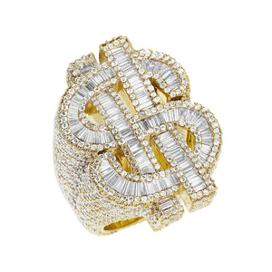 Prix de gros Bague pour homme style punk hip-hop avec signe du dollar en moissanite, plaqué or 14 carats, certifiée GRA, pour les amateurs d'argent - Product Image 1