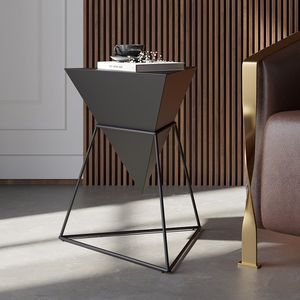 Tavolo laterale triangolo in legno per soggiorno con Base in metallo resistente - Product Image 4