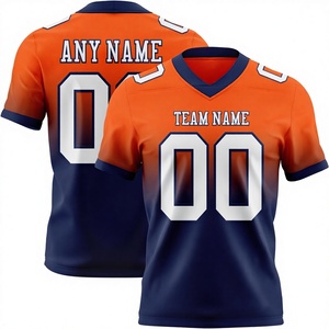 Camiseta de Fútbol Americano Personalizada para Hombre, Cuello en V, Manga Larga, Naranja Marino, Impresión por Transferencia de Calor, Malla Transpirable, Absorbe la Humedad - Product Image 1