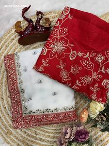 Sari de Georgette de Alta Calidad con Bordado de Lentejuelas y Dori, con Trabajo de Espejo Real, Conjunto de Blusa Banglori, Exportador de Moda Femenina - Product Image 6