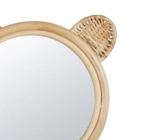 Bohemian Hanging Bear Ear <b>Mirror</b> Rattan <b>Kids</b> Bedroom Wall Decor Natural Woven Wicker Wall Art <b>Mirror</b> Rattan Decor Maker - Product Image 2