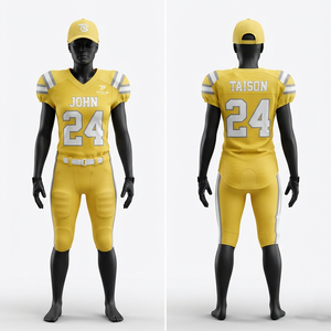 Uniforme de football américain pour hommes, 220 GSM, polyester et élasthanne de qualité supérieure, vert menthe, blanc, panneaux dorés sur les épaules, logo personnalisé, vêtements d'équipe - Product Image 5